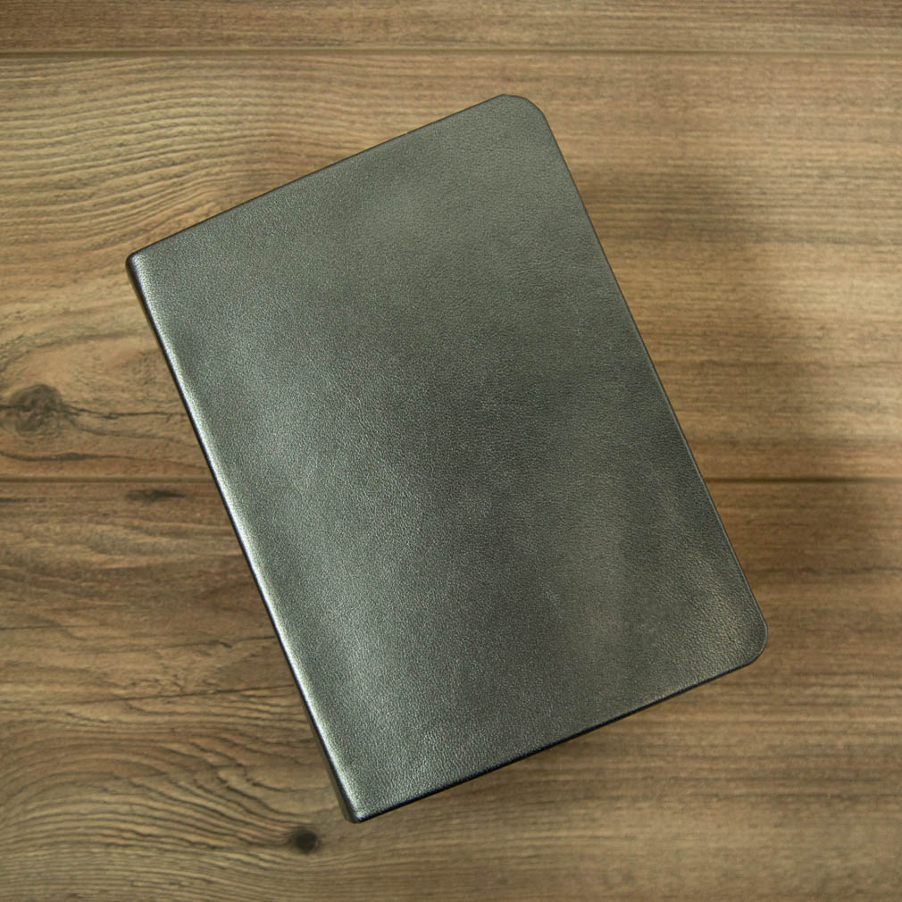 Large Pearlized Gunmetal LDS Scriptures | Leather Quad, Custom